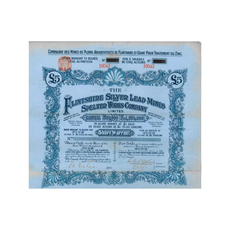 Cie des Mines de Plomb Argentifères de Flintshire et Usine pour Traitement du Zinc - The Flintshire Silver Lead Mines and Spelte
