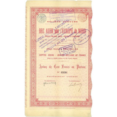 S.A. du Bec Auer pour l'Europe du Nord (Russie. Finlande. Suede. Norvege et Danemark)