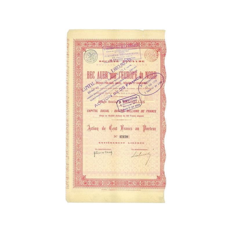 S.A. du Bec Auer pour l'Europe du Nord (Russie. Finlande. Suede. Norvege et Danemark)