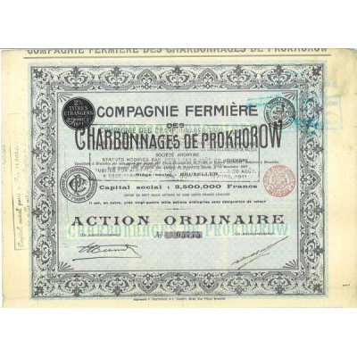 Cie des Charbonnages de Prokhorow (Cap 3 500 000 F)