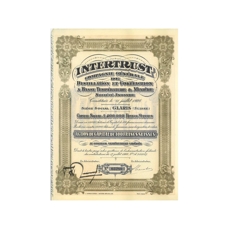 Intertrust - Cie Gale de Distillation et Cokéfaction à Basse Température & Minière (Act Cap 100 F)