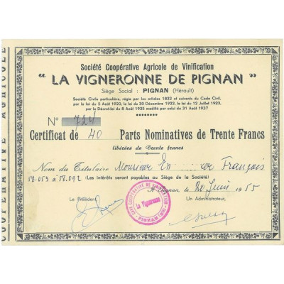 Sté Coopérative Agricole de Vinification - "La Vigneronne de Pignan"