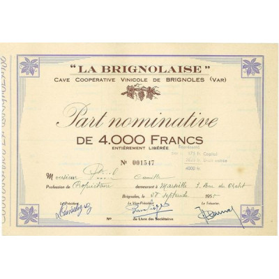 "La Brignolaise" Cave Coopérative Vinicole de Brignoles (Var)