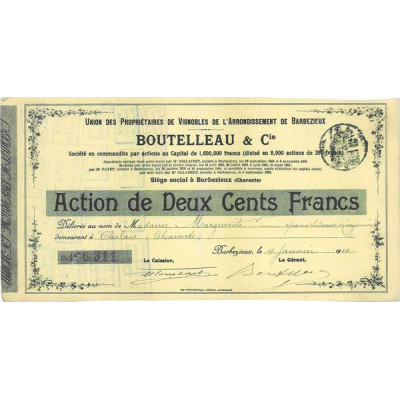 Union des Propriétaires de Vignobles de l'Arrondissement de Barbezieux - BOUTELLEAU & Cie (Act 200 F)