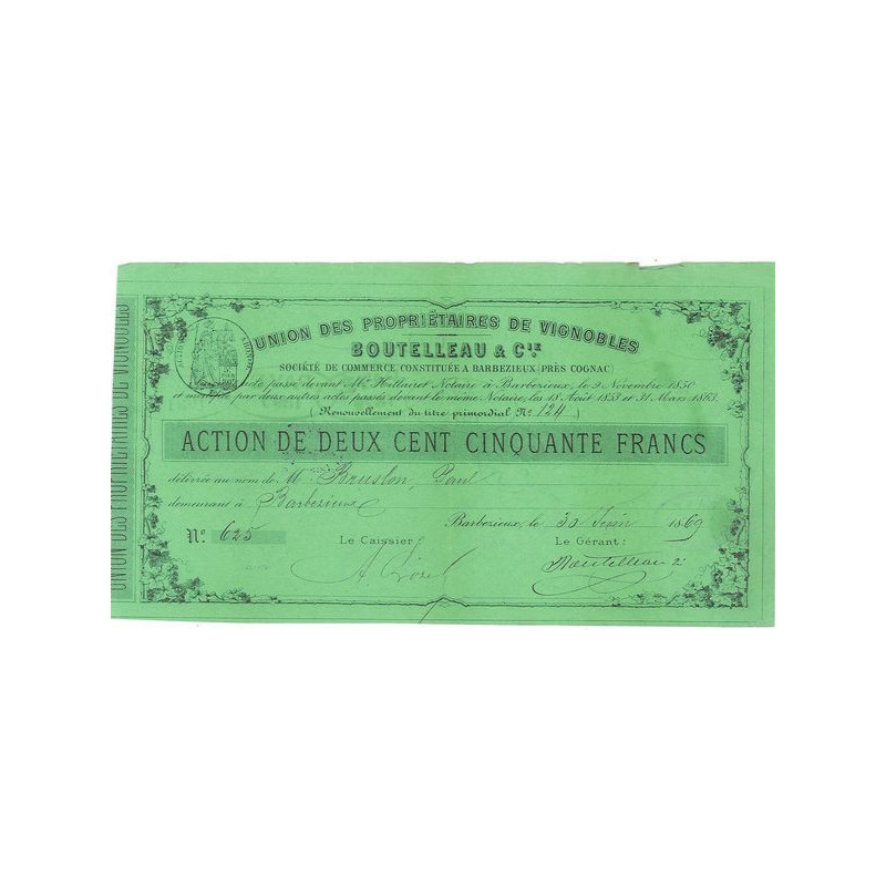 Union des Propriétaires de Vignobles - BOUTELLEAU & Cie (Act 250 F)