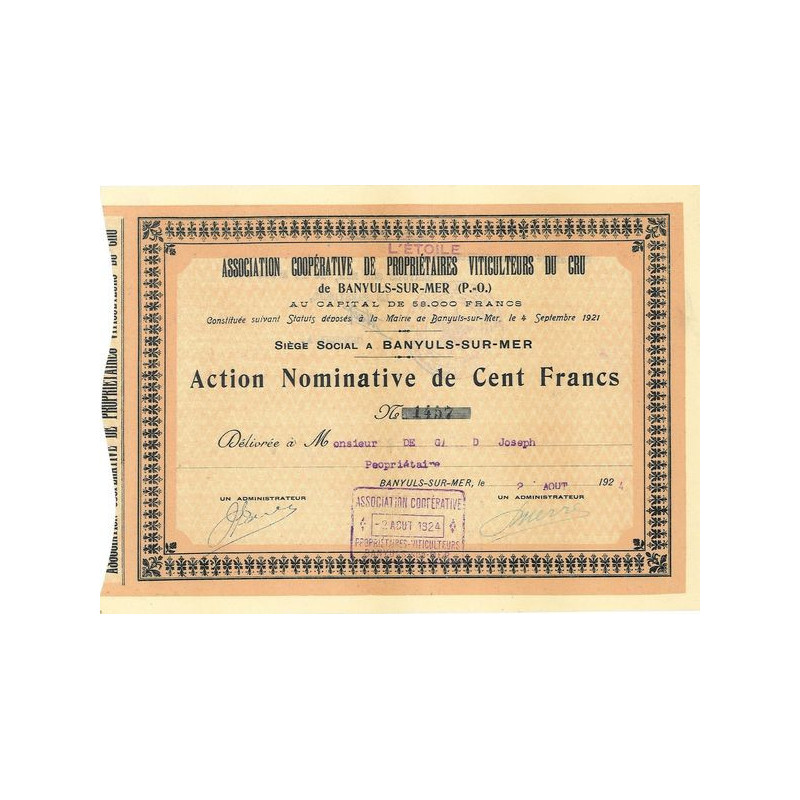 Association Coopérative de Propriétaires Viticulteurs du Cru de Banyuls-sur-Mer (P.-O.)