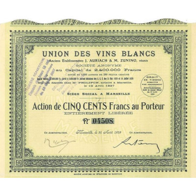Union des Vins Blancs Anc Ets J. Auriach & M. Zunino réunis
