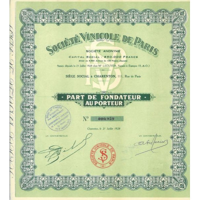 Sté Vinicole de Paris (PF)