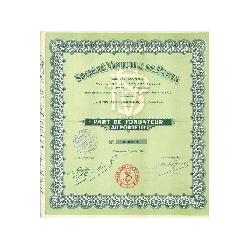 Sté Vinicole de Paris (PF)