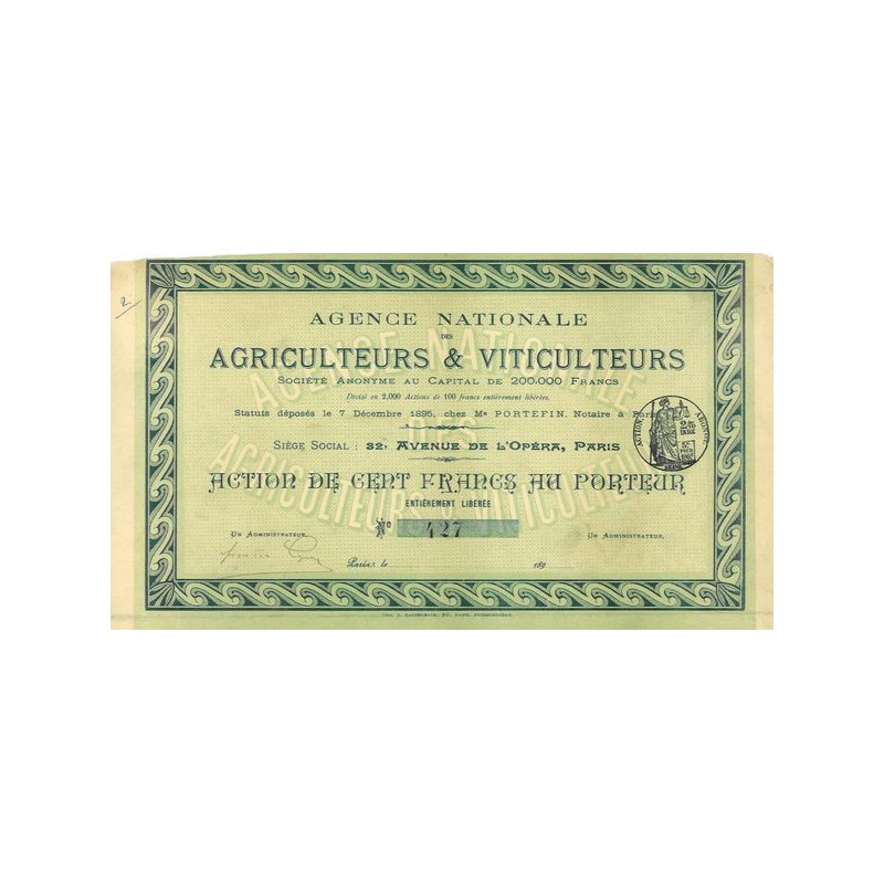 Agence Nationale des Agriculteurs & Viticulteurs (Act 100 F)