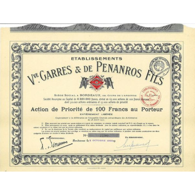 Ets Vve Garres & de Penanros Fils