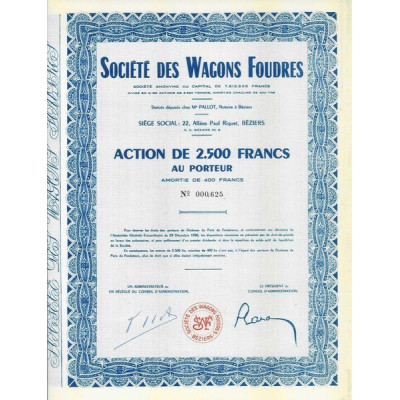 Sté Nlle de Wagons-Foudres (Act Nomin 2500 F)