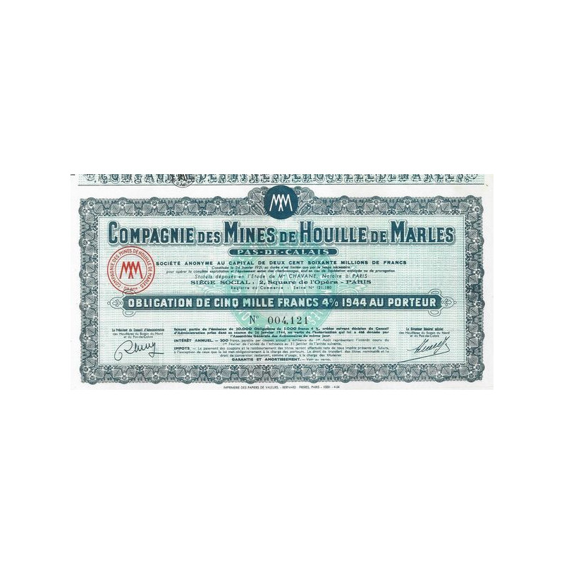 Cie des Mines de Houille de Marles