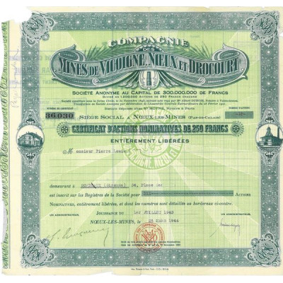 Cie des Mines de Vicoigne Noeux et Drocourt