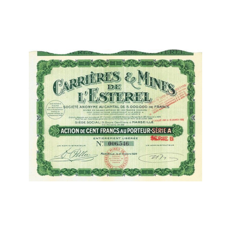Carrières & Mines de L'Esterel (Série A devenue B)
