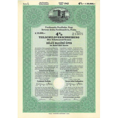Ferdinands-Nordbahn. Prag. 4 % Teilschuldverschreibung
