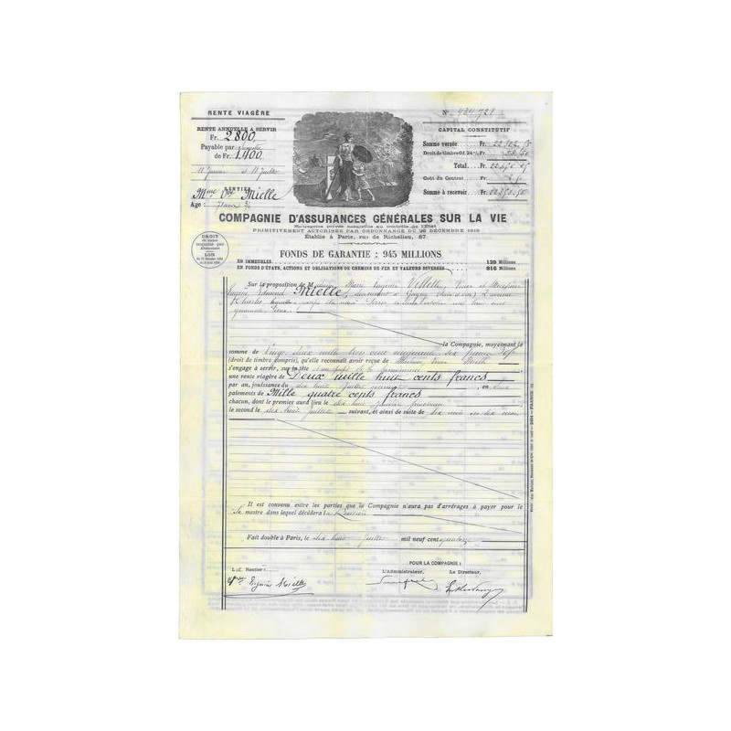 Cie d'Assurances Générales sur la Vie (22 356 F)