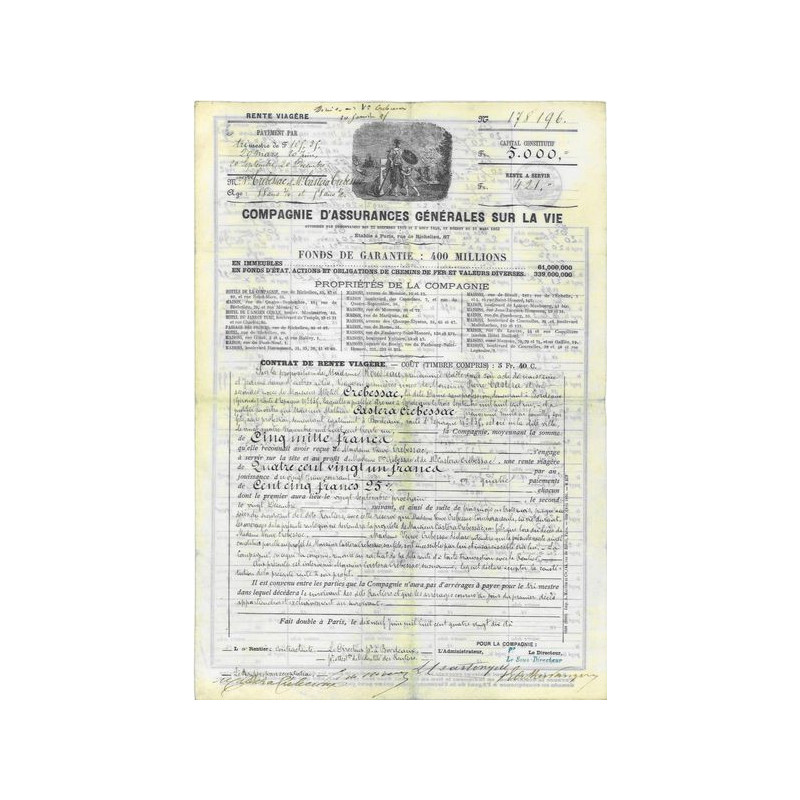 Cie d'Assurances Générales sur la Vie (05 000 F)