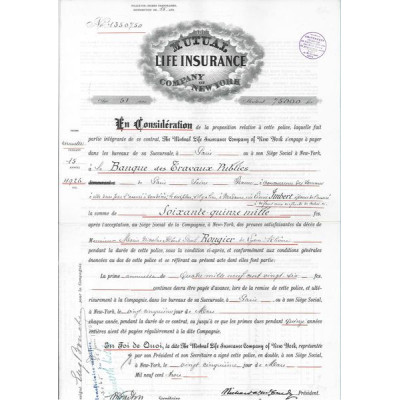 The Mutual Life Insurance Company of New-York (modèle 1)