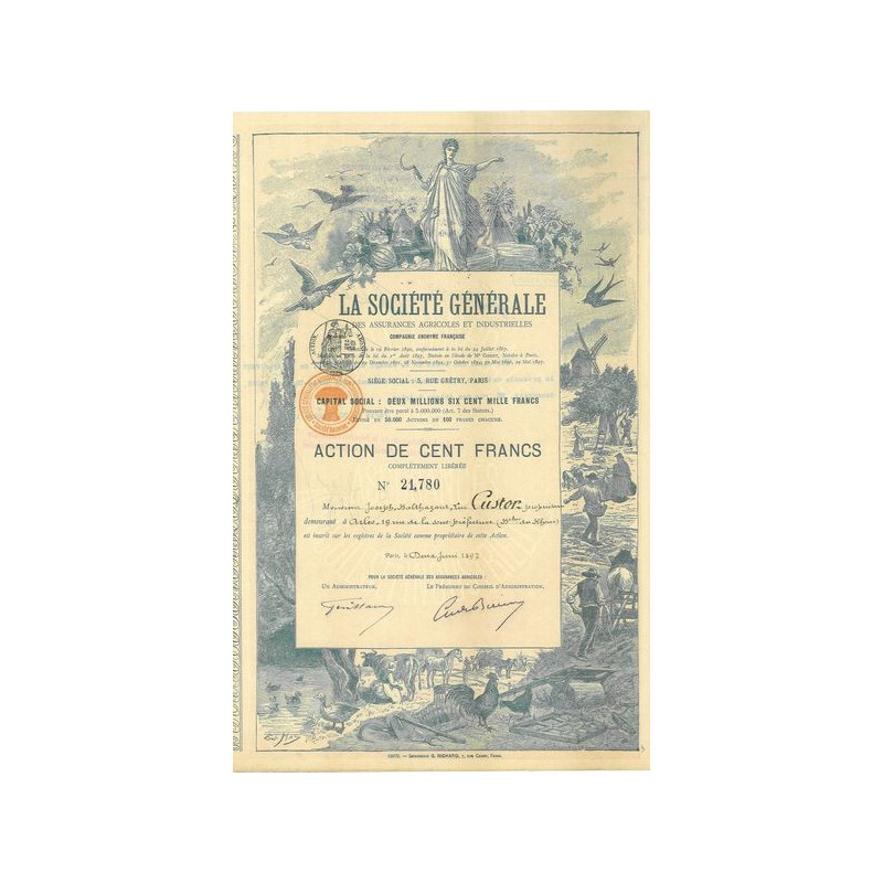 La Société Générale des Assurances Agricoles et Industrielles (1897)