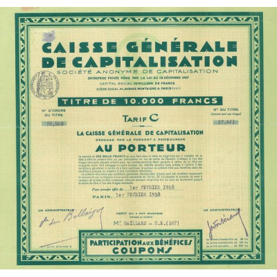 Caisse Générale de Capitalisation (10 000 F)