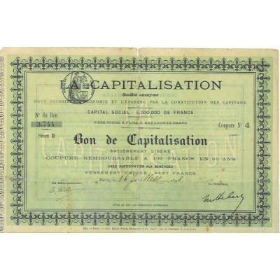 La Capitalisation (Bon 100 F)