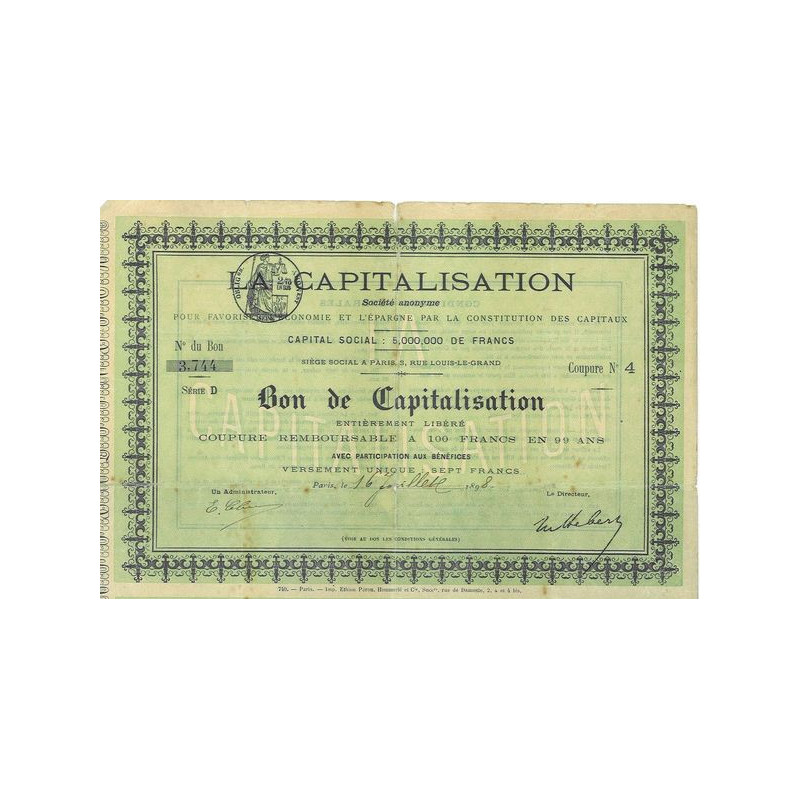 La Capitalisation (Bon 100 F)