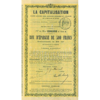 La Capitalisation (Bon 500 F) (1898)