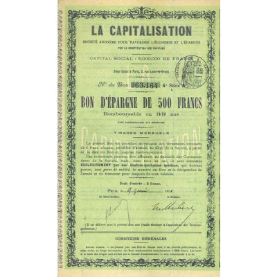 La Capitalisation (Bon 500 F) (1901)