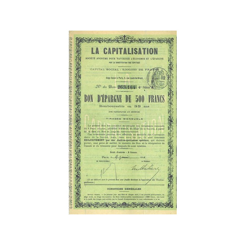 La Capitalisation (Bon 500 F) (1901)
