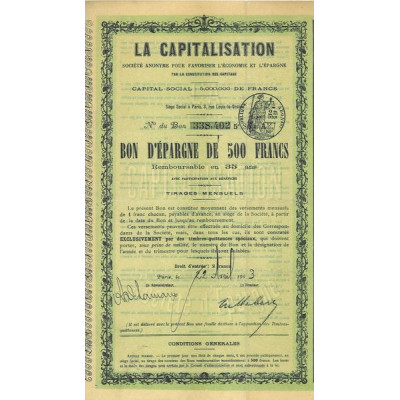 La Capitalisation (Bon 500 F) (1903)