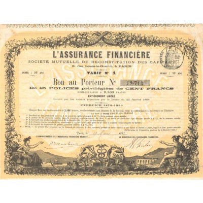 L'Assurance Financière (Bon 25 Polices 100 F)