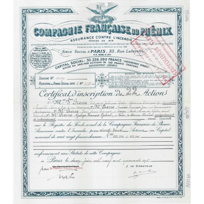 Cie Française du Phénix - Assurance Contre l'Incendie