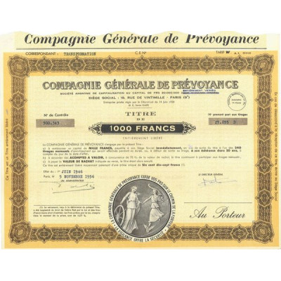 Cie Gale de Prévoyance (Titre de 1000F)