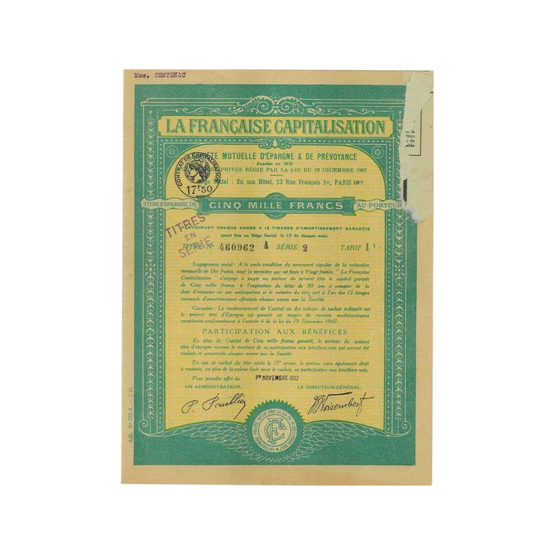 La Française Capitalisation (Titre Epargne 5000 F)