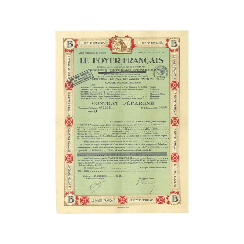 Le Foyer Français (Contrat d'Epargne)