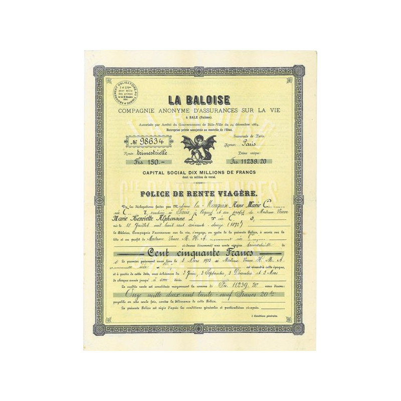 La Baloise - C.A. d'Assurances sur la Vie à Bale (Suisse)