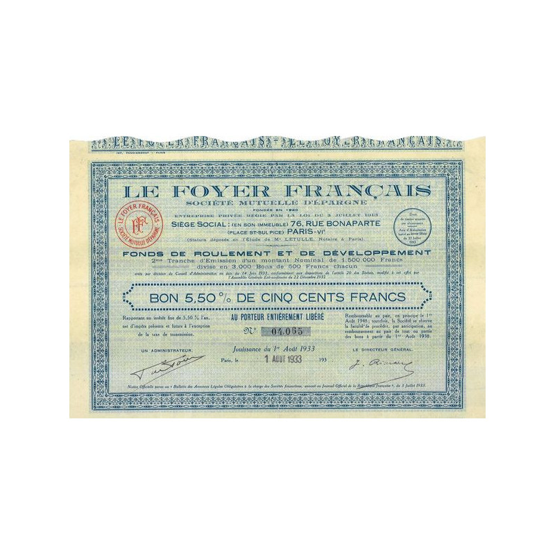 Le Foyer Français (Bon 5.50 % 500 F)