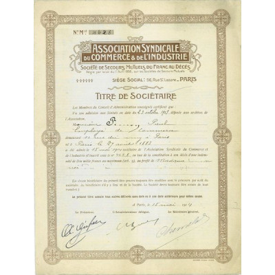 Association Syndicale du Commerce & de l'Industrie - Sté de Secours Mutuels du Franc au Décés