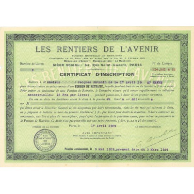 Les Rentiers de l'Avenir - Sté Mutuelle de Retraites