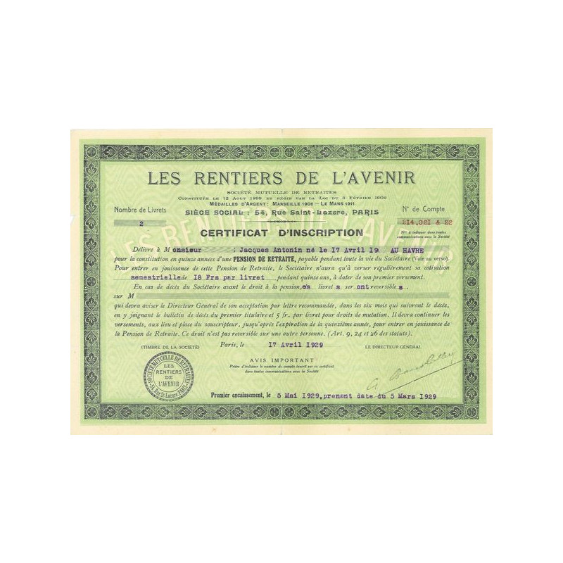 Les Rentiers de l'Avenir - Sté Mutuelle de Retraites