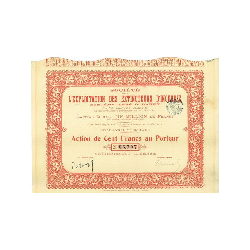Sté pour l'Exploitation des Extincteurs d'Incendie - Système Abbé D.Daney