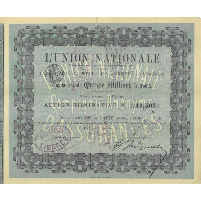 L'Union Nationale … Contre la Mortalité du Bétail - les Accidents & l'Incendie (Act Nomin)