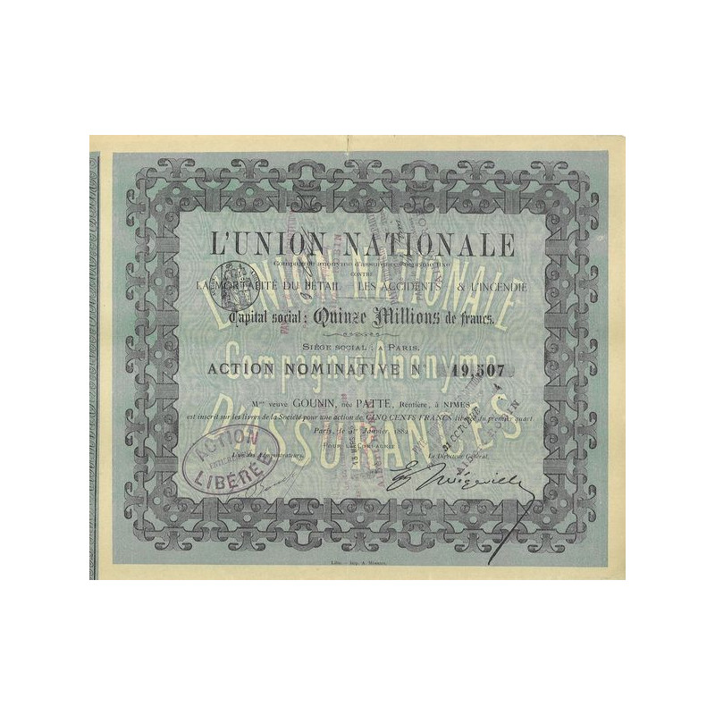 L'Union Nationale … Contre la Mortalité du Bétail - les Accidents & l'Incendie (Act Nomin)