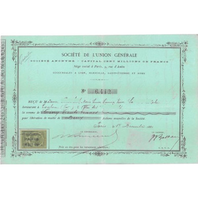 Sté de l'Union Générale (Reçu)