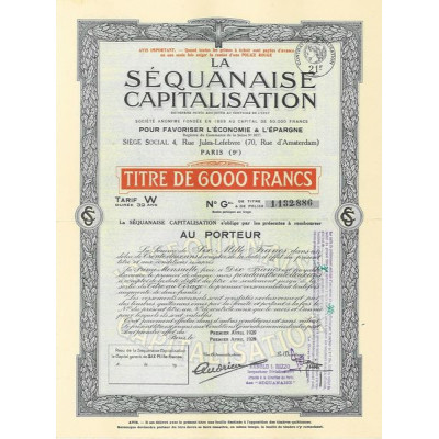 La Séquanaise Capitalisation (6000 F)(1929)