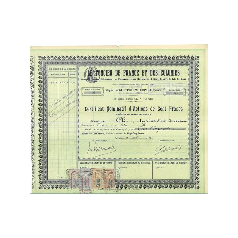 Le Foncier de France et des Colonies