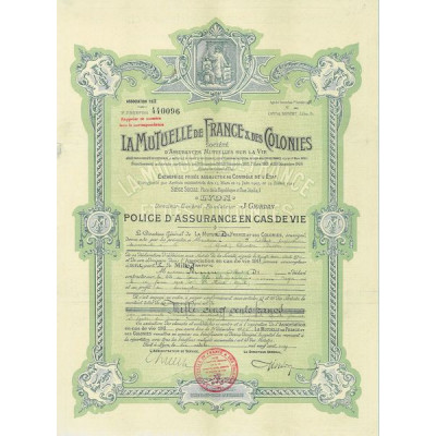 La Mutuelle de France & des Colonies (1500 F)(verte)