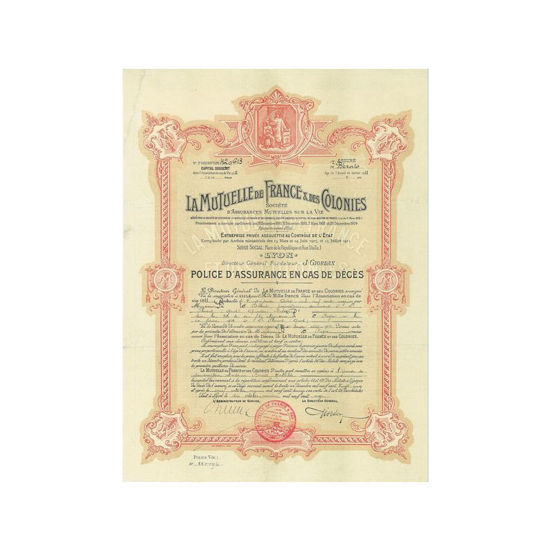 La Mutuelle de France & des Colonies (1500 F)(rouge)