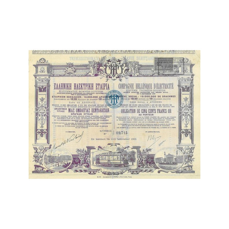 Compagnie Hellénique d'Electricité (Obl 500 F Or)